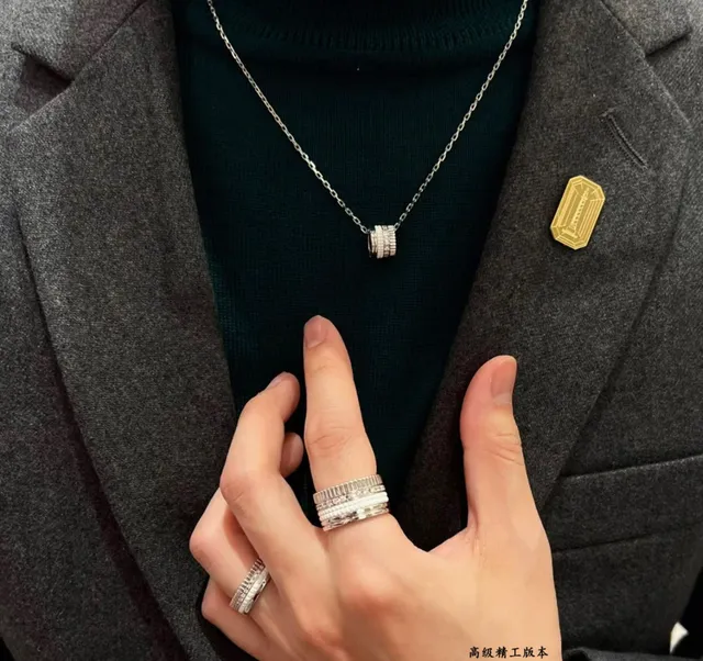 Stacked-Ring Ceramic and Metal Pendant Necklaces 9