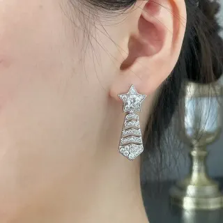Star and Geometric Pavé Drop Earrings