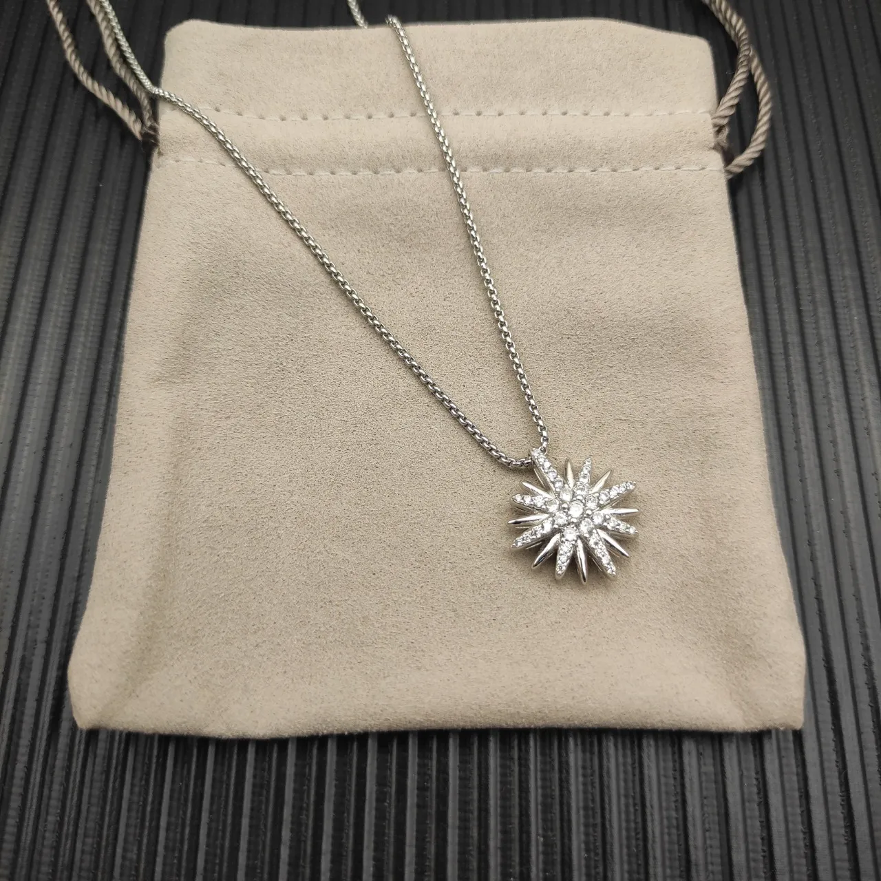 Starburst Pavé Diamond Pendant Necklace 8