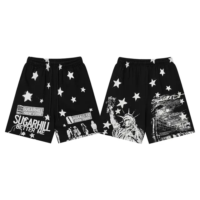 SUGARHILL NEW YORK Graphic Star Print Drawstring Shorts 2