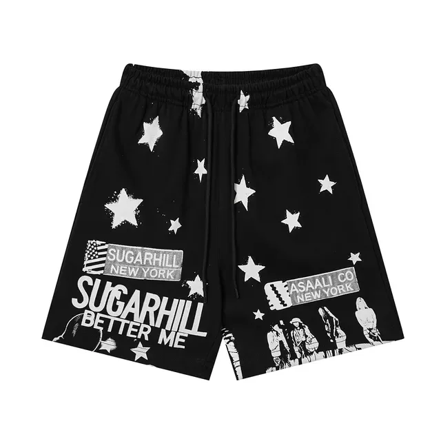 SUGARHILL NEW YORK Graphic Star Print Drawstring Shorts 3