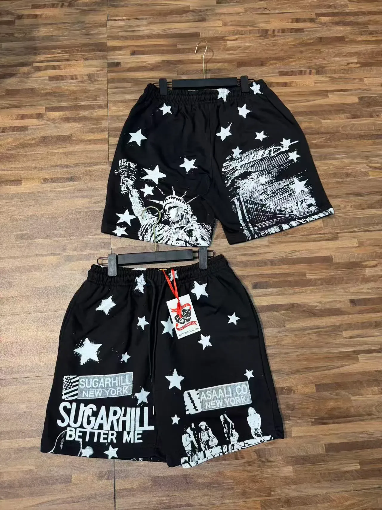 SUGARHILL NEW YORK Graphic Star Print Drawstring Shorts 7