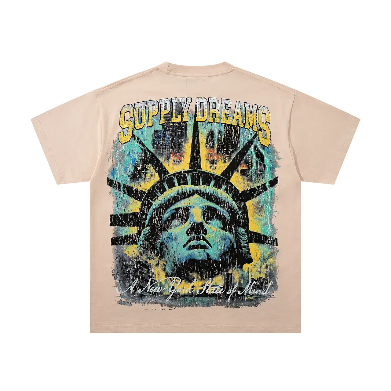 Supply Dreams Double-Sided Graphic Print Beige T-Shirt 3