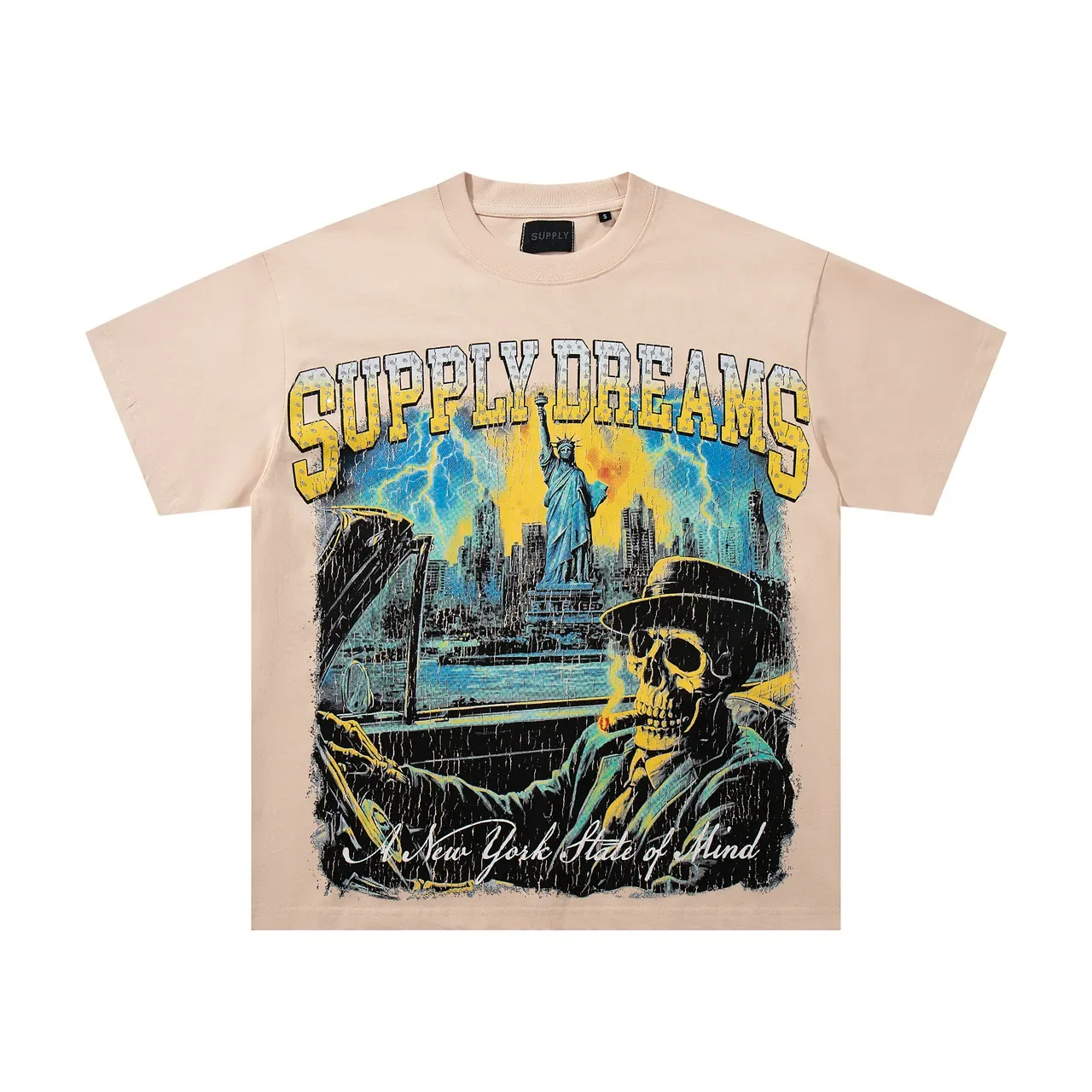 Supply Dreams Double-Sided Graphic Print Beige T-Shirt 4