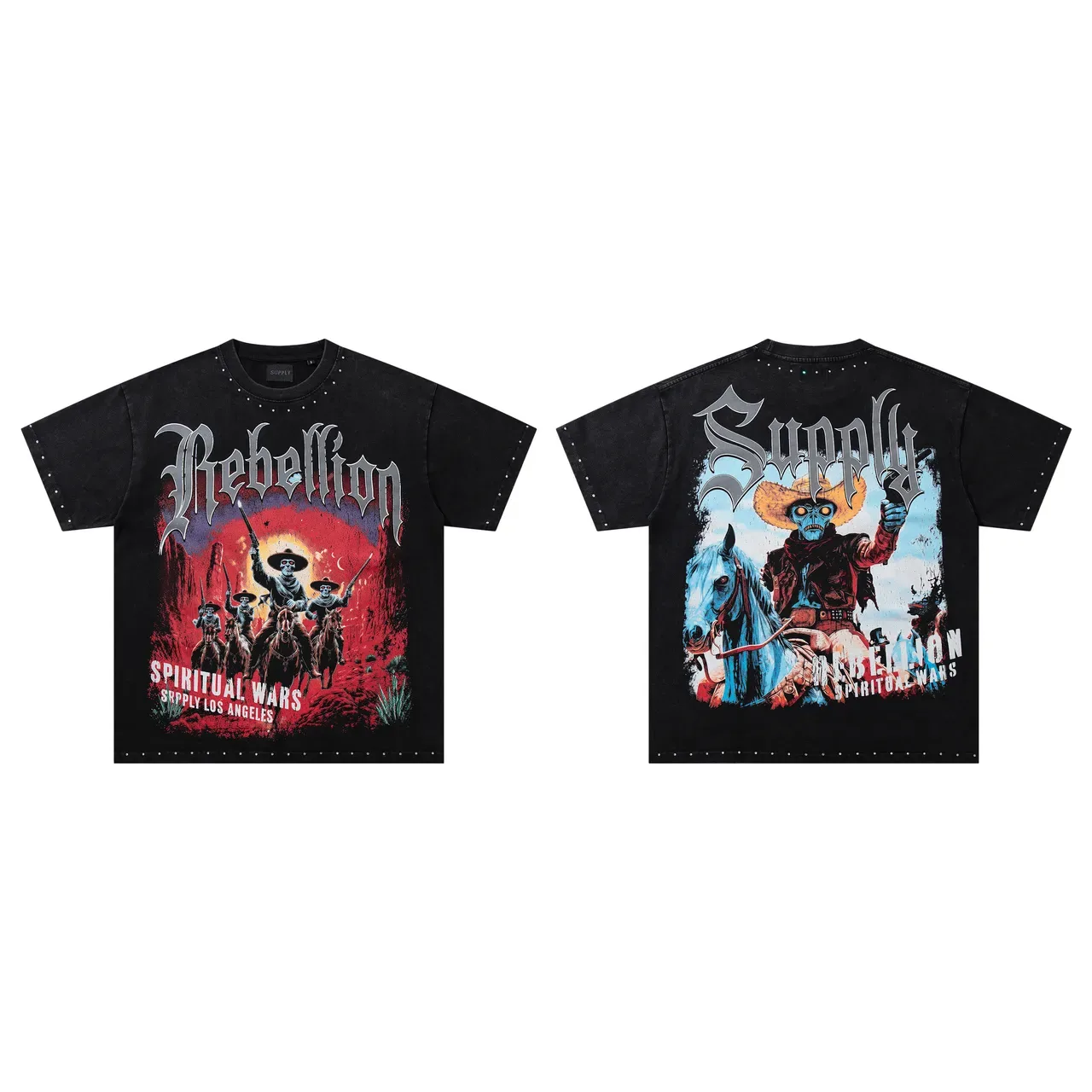 SUPPLY Rebellion Spiritual Wars Graphic Studded T-Shirt 2