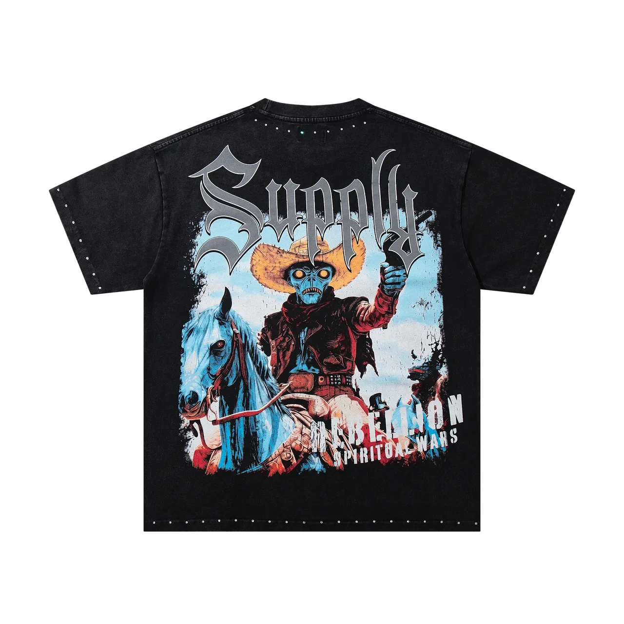 SUPPLY Rebellion Spiritual Wars Graphic Studded T-Shirt 3