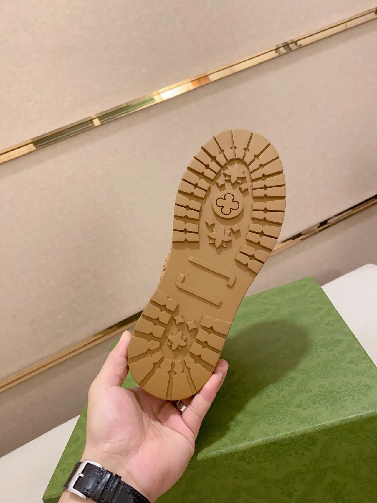 Tan Stitched Platform Work Boot 3