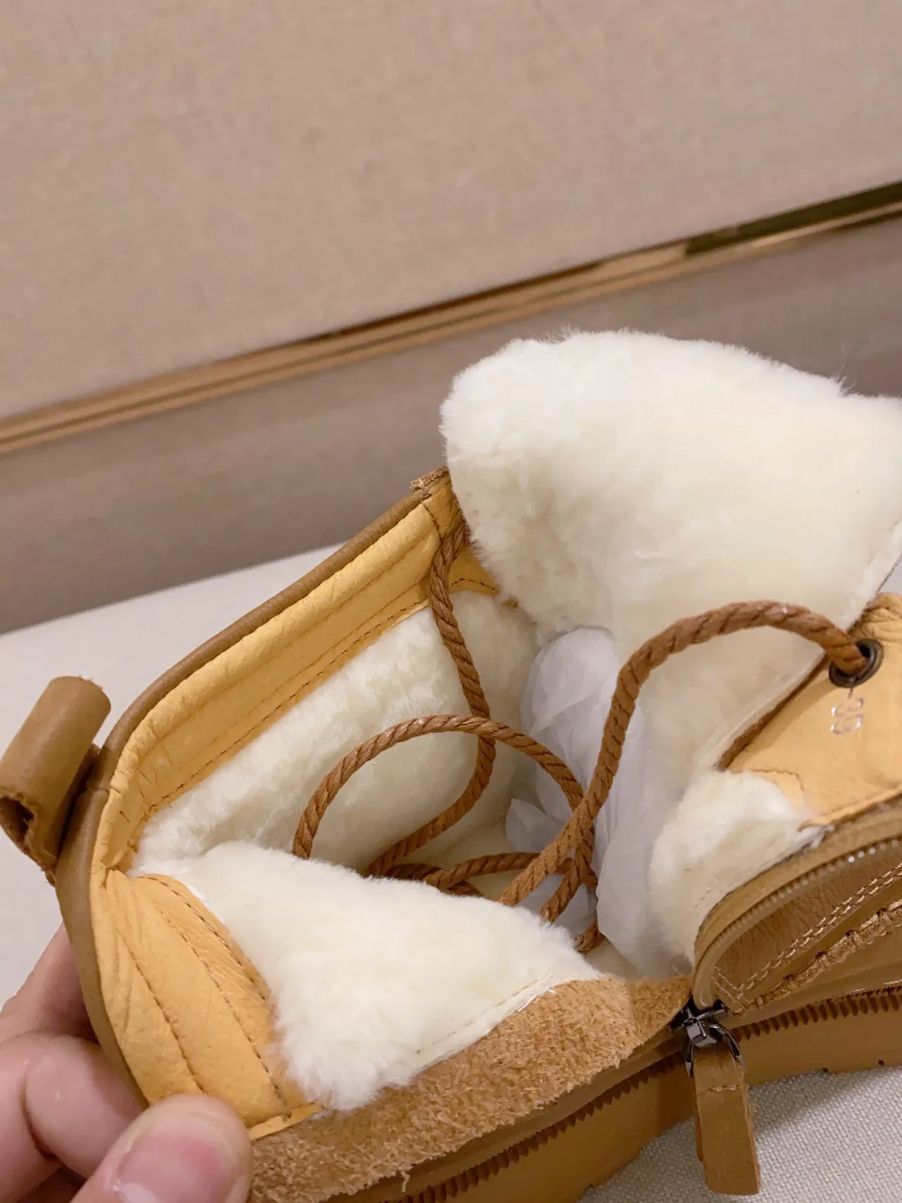 Tan Stitched Platform Work Boot 6