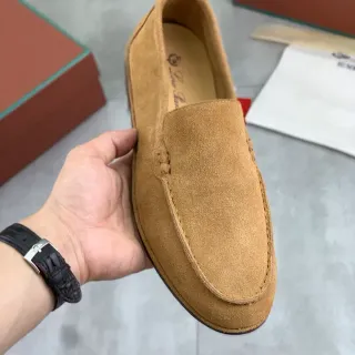 Tan Suede Moc-Toe Slip-On Loafers