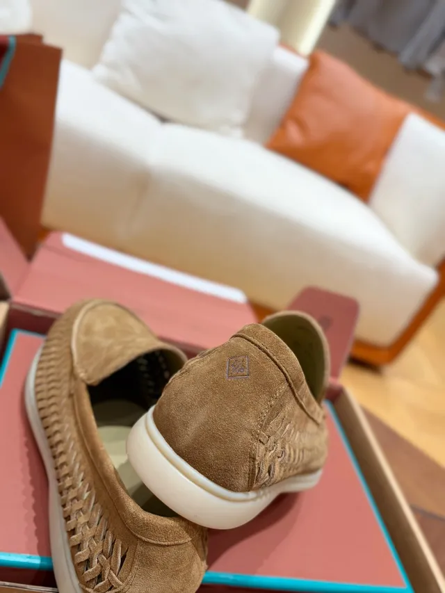 Tan Woven Perforated Suede Loafer 3
