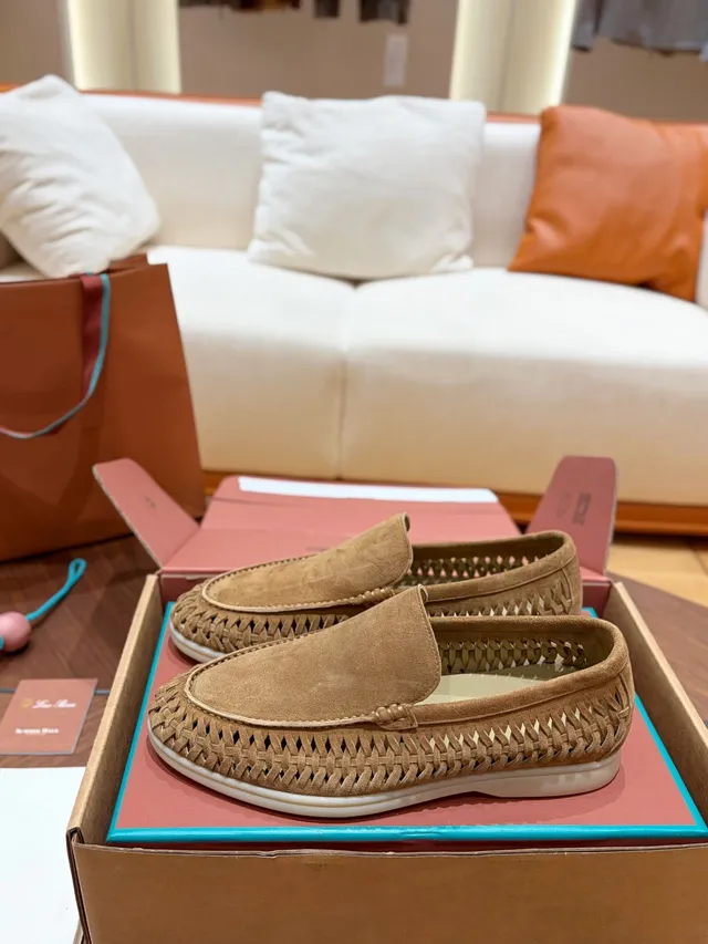 Tan Woven Perforated Suede Loafer 4
