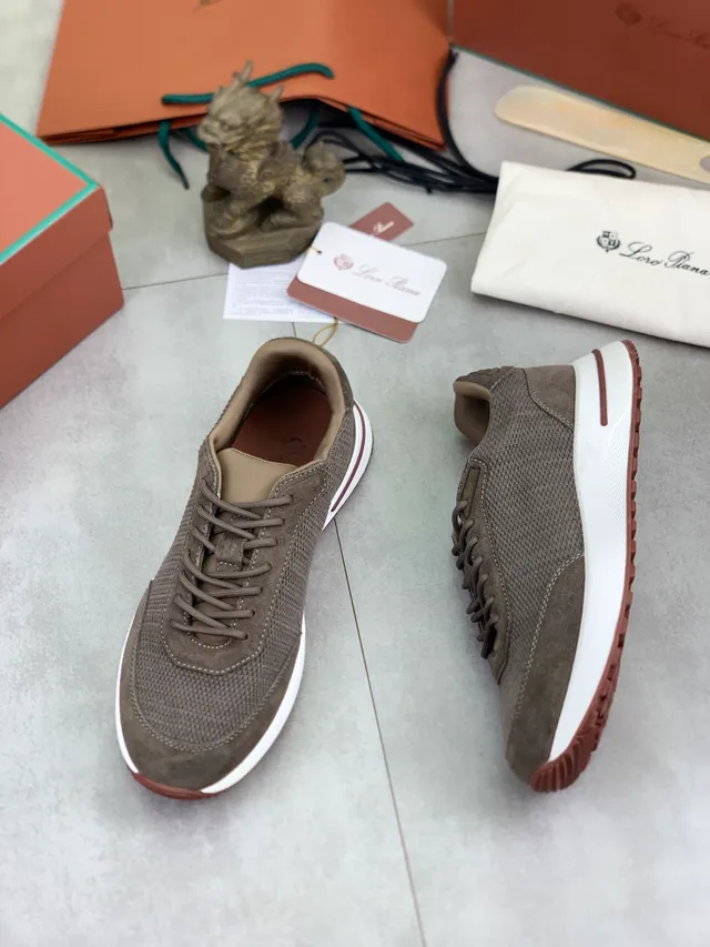 Taupe Mesh and Suede Low-Top Lifestyle Sneaker 5