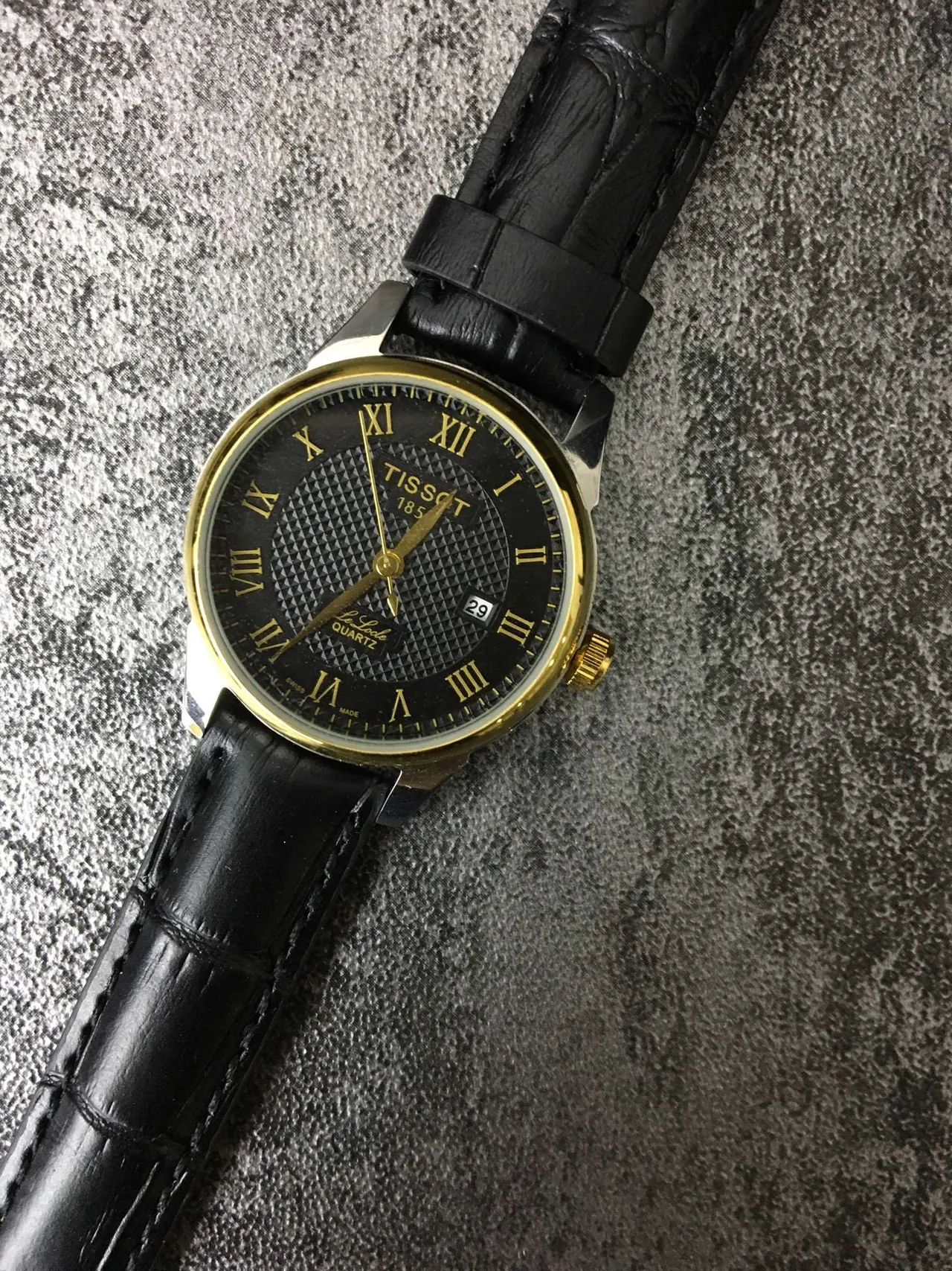 Tissot Le Locle Quartz Black Gold Case Textured Dial Quartz Watch 3