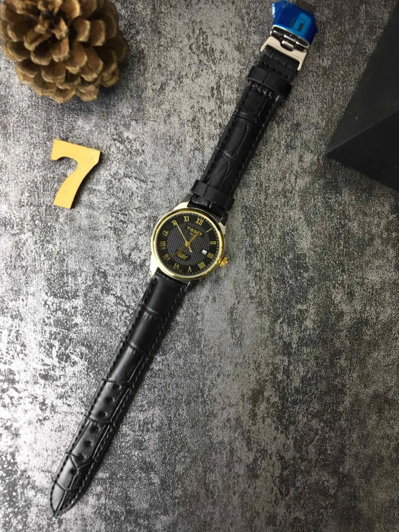 Tissot Le Locle Quartz Black Gold Case Textured Dial Quartz Watch 4