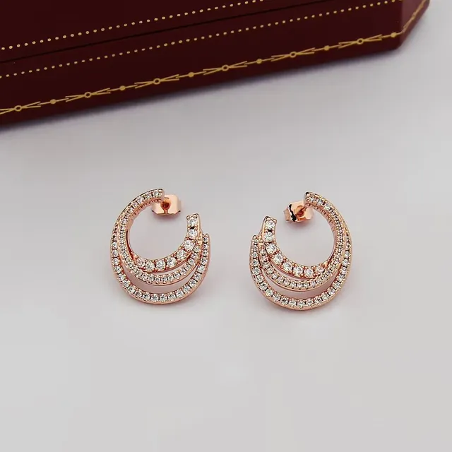 Triple-Layer Crescent Pavé Crystal Hoop Earrings 3