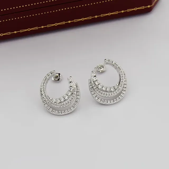 Triple-Layer Crescent Pavé Crystal Hoop Earrings 5