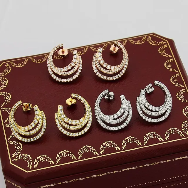 Triple-Layer Crescent Pavé Crystal Hoop Earrings 8
