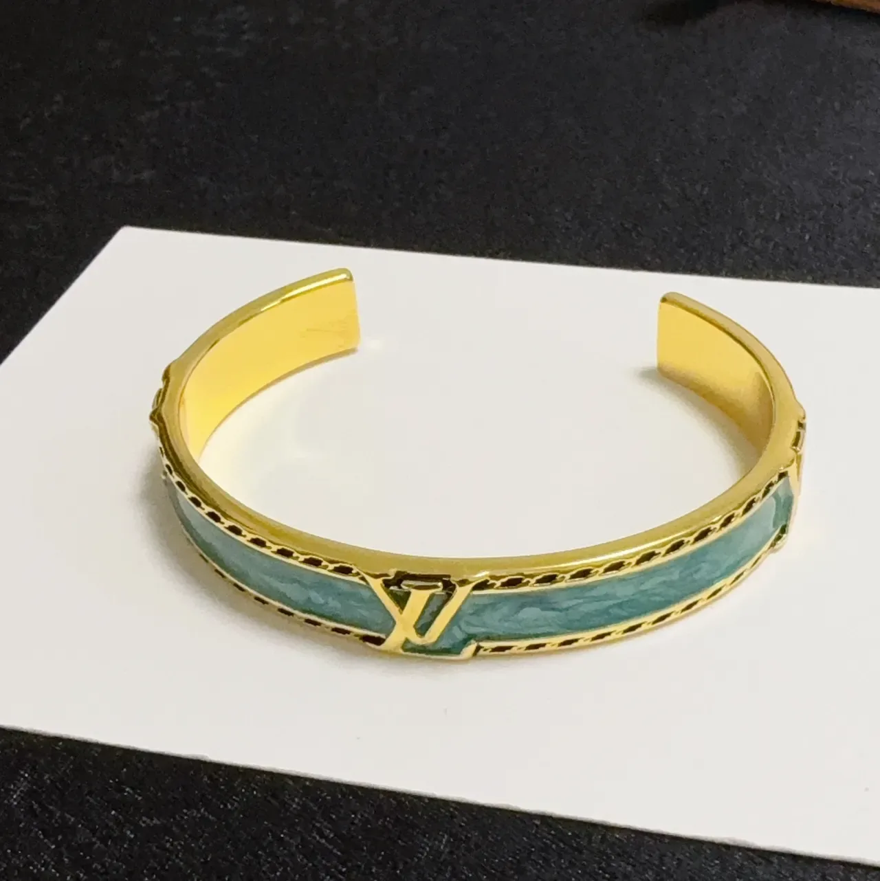 Turquoise Enamel and Gold-Tone Geometric Cuff Bracelet 2