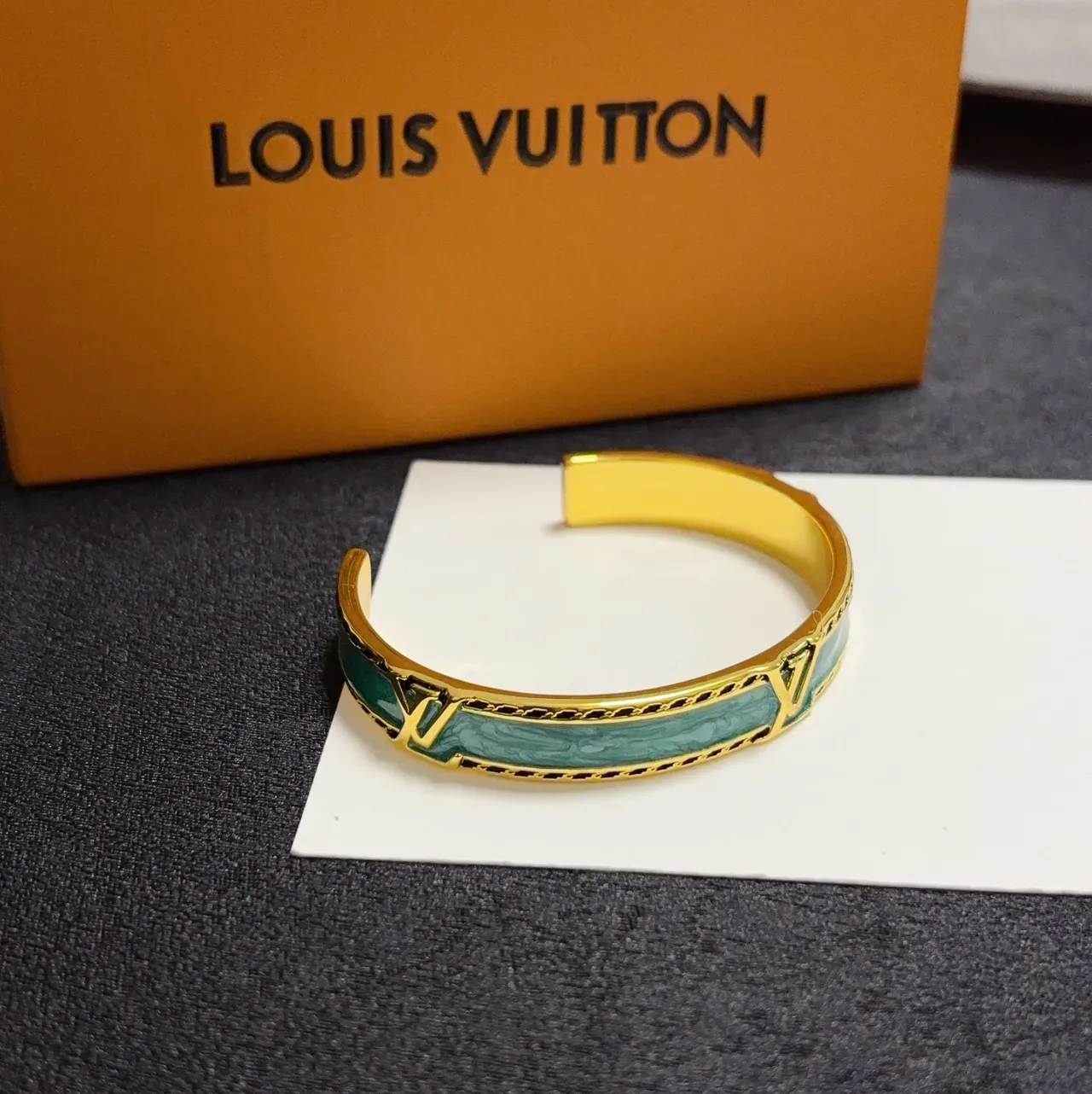 Turquoise Enamel and Gold-Tone Geometric Cuff Bracelet 8