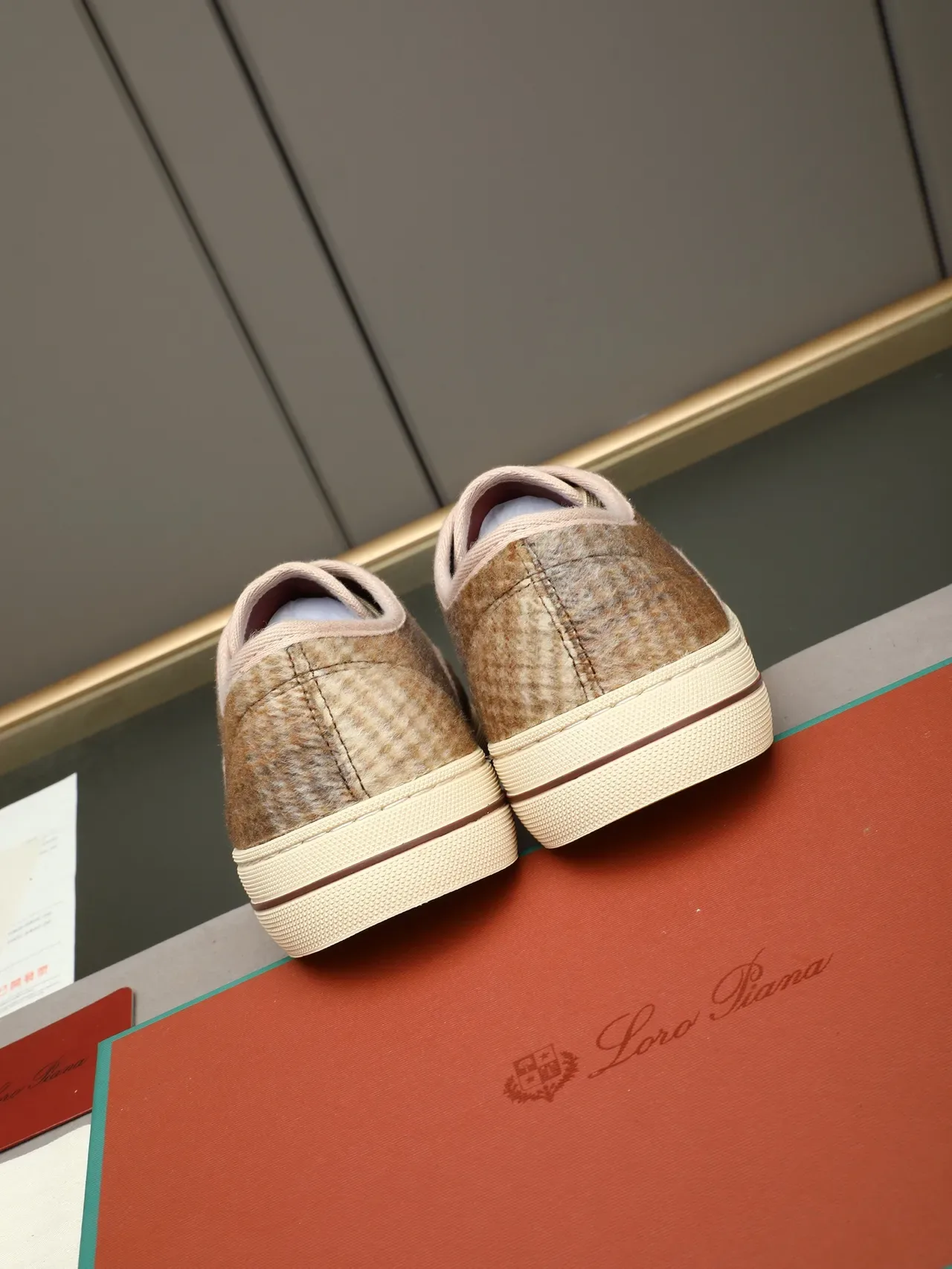 Tweed Gradient Brown Beige Low-Top Cupsole Sneaker 3