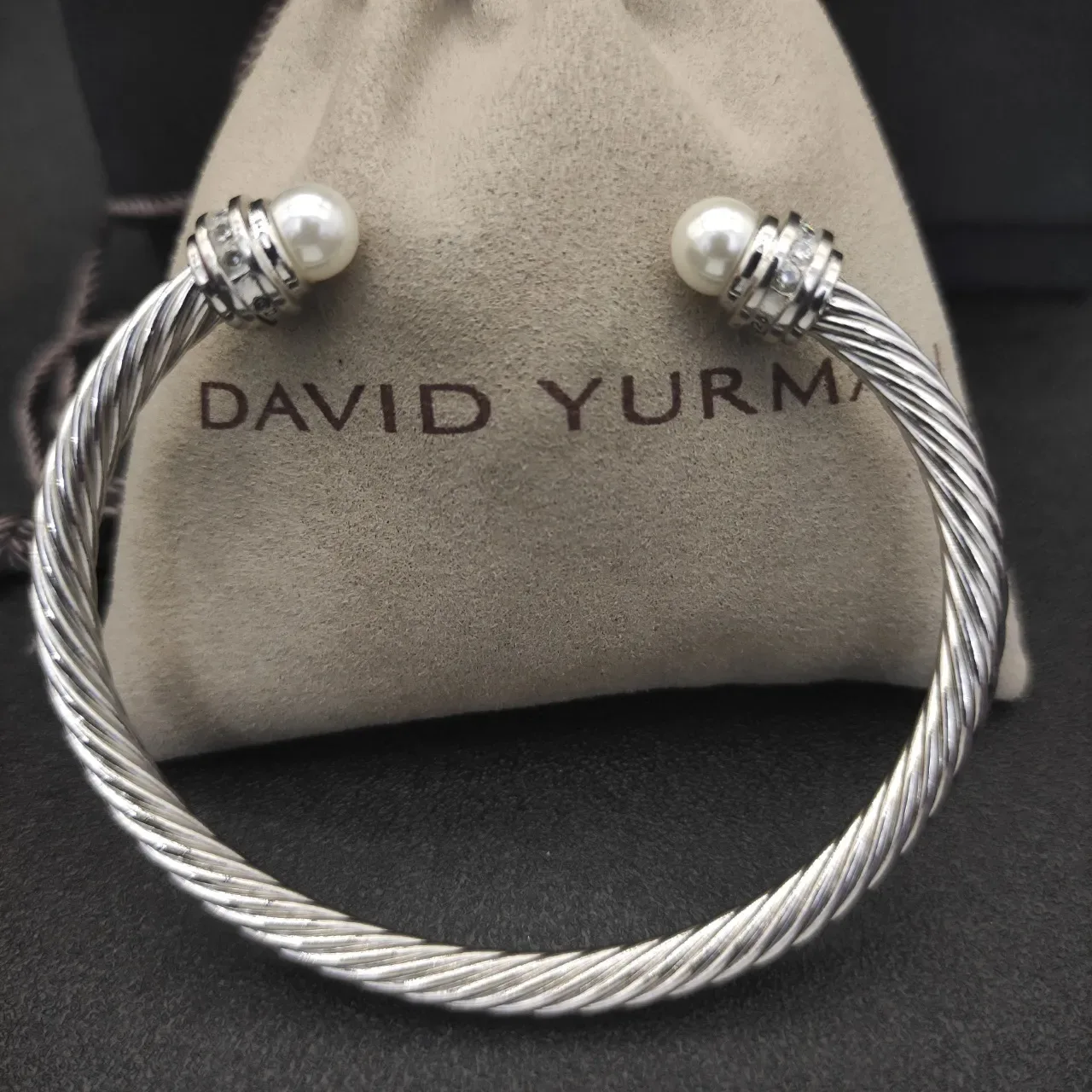 Twisted Cable Pearl-End Cuff Bracelet 4