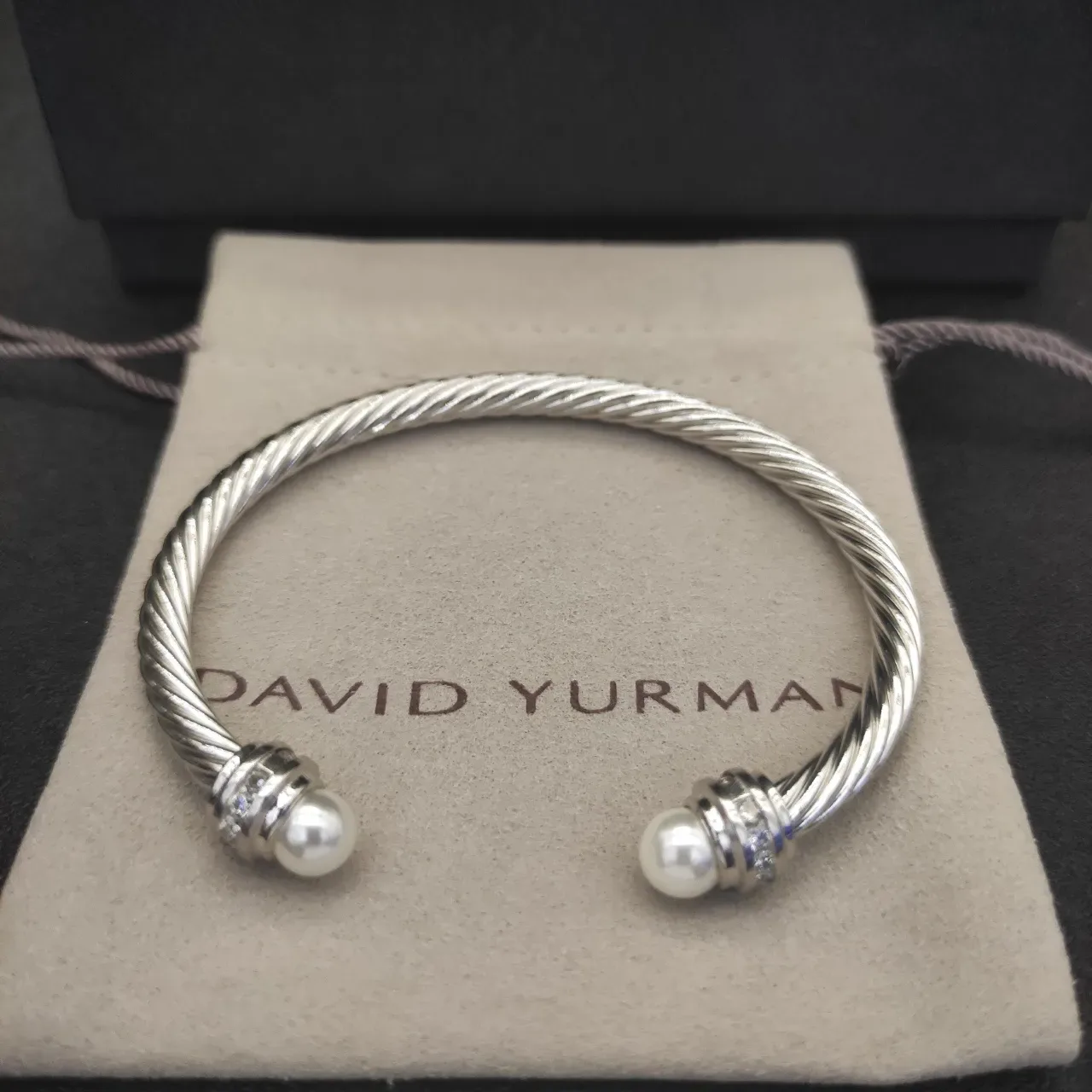 Twisted Cable Pearl-End Cuff Bracelet 6