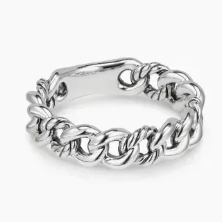 Twisted Curb Chain Polished Silver Ring