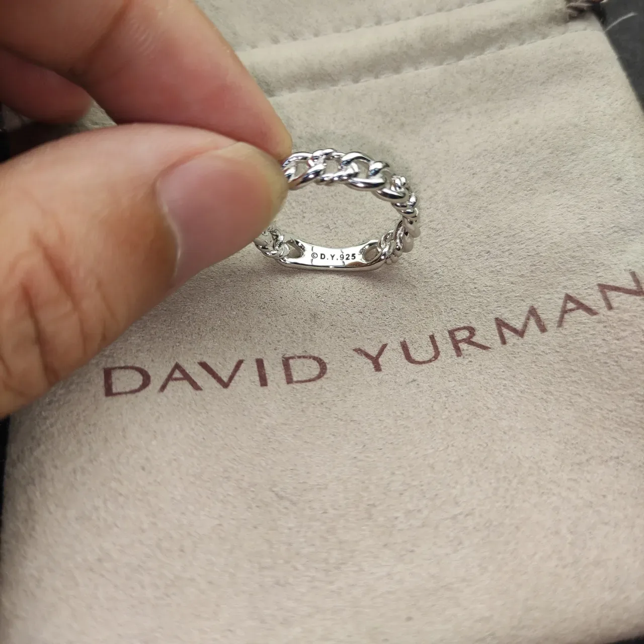 Twisted Curb Chain Polished Silver Ring 2