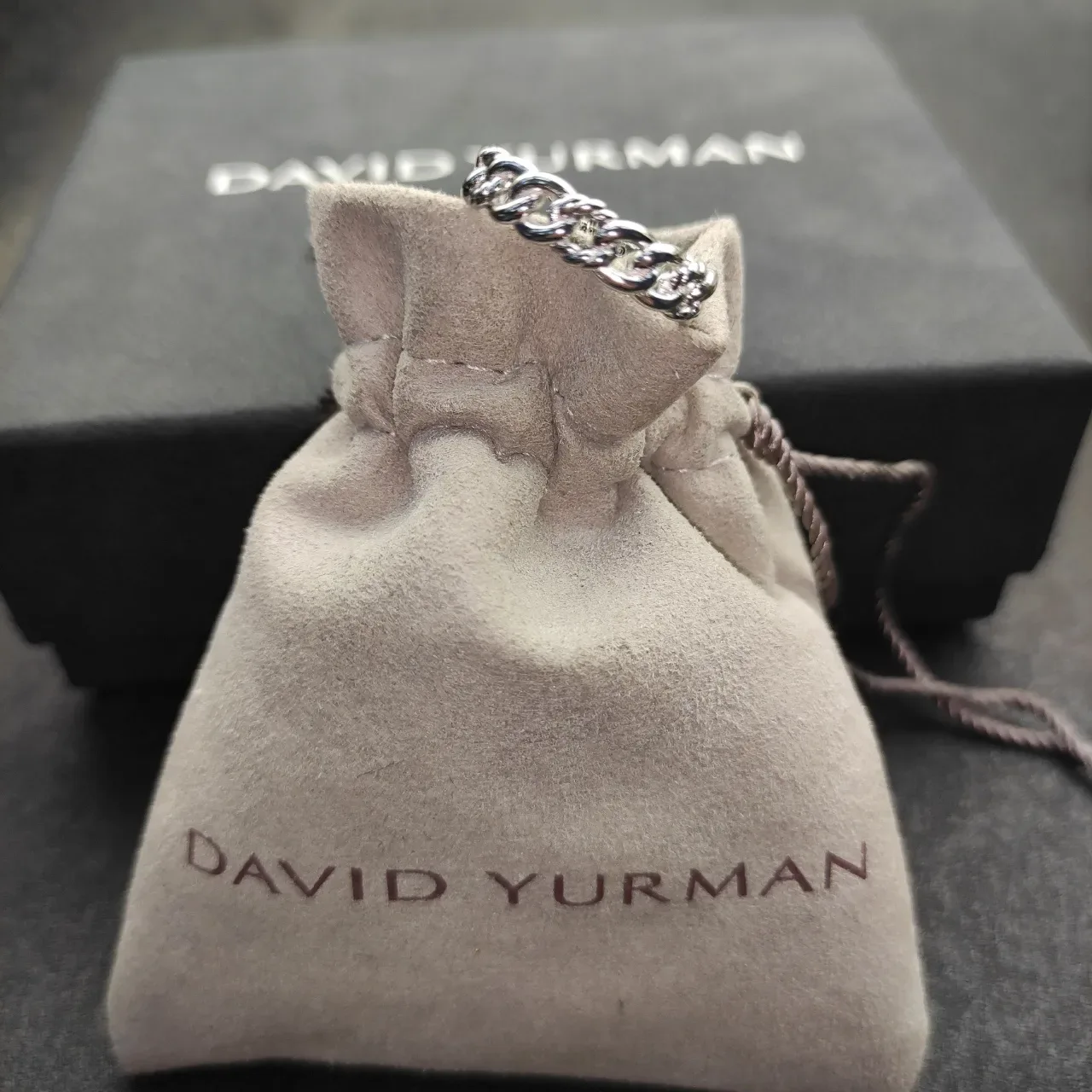 Twisted Curb Chain Polished Silver Ring 3