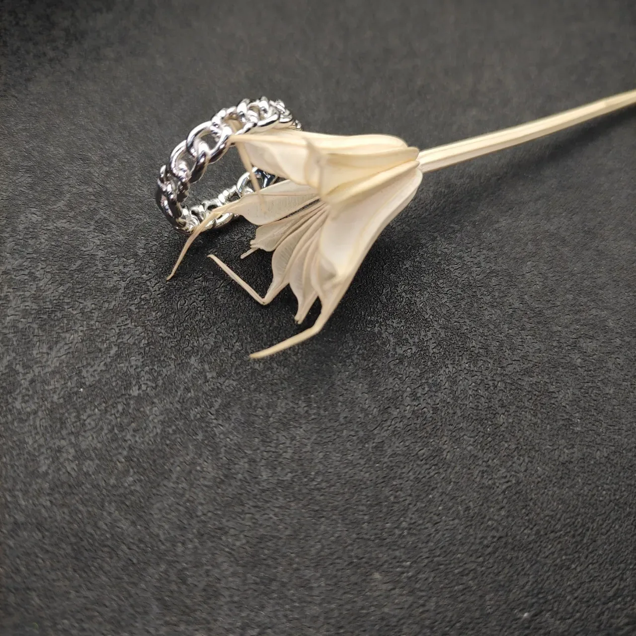 Twisted Curb Chain Polished Silver Ring 8