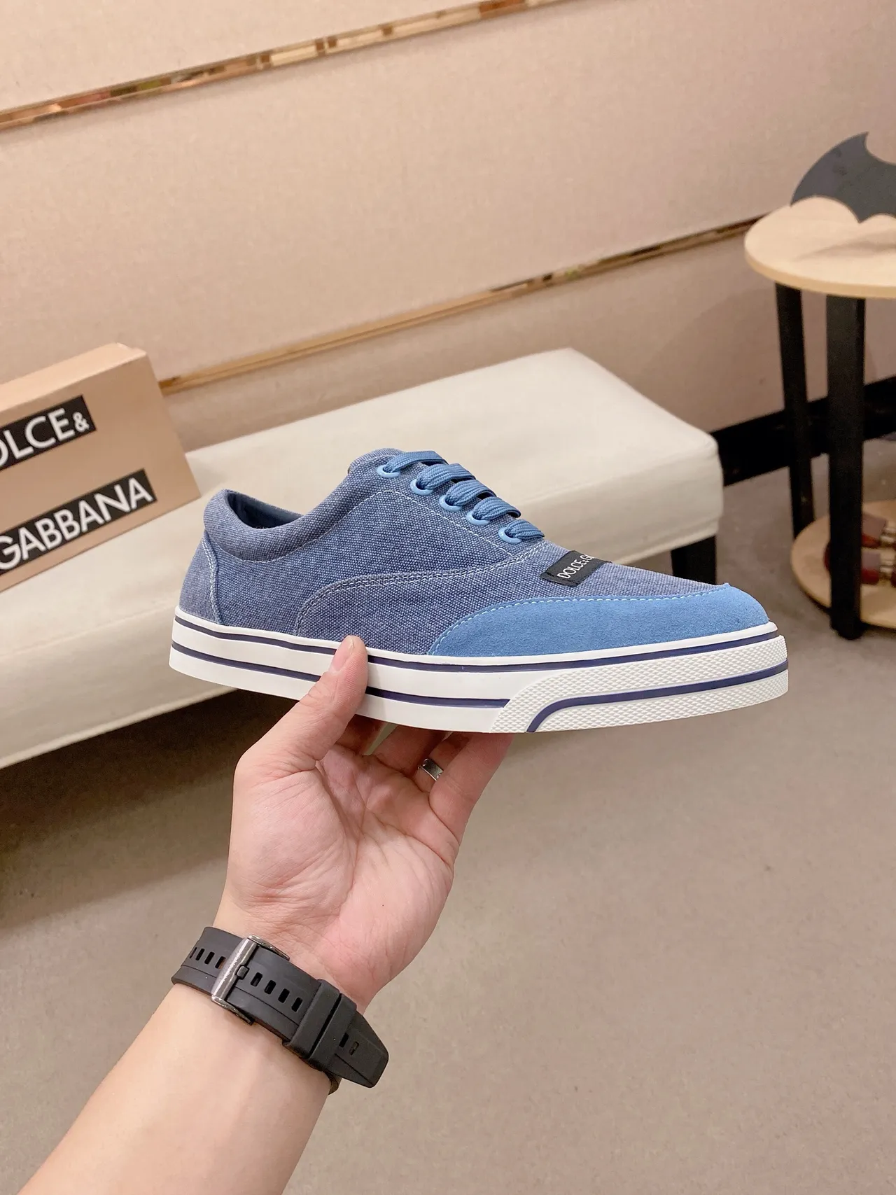 Two-Tone Blue Denim Canvas Sneaker 5