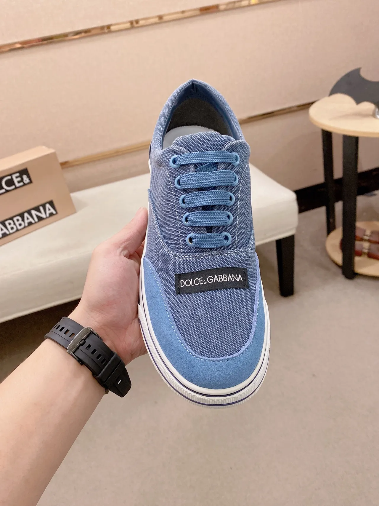 Two-Tone Blue Denim Canvas Sneaker 6