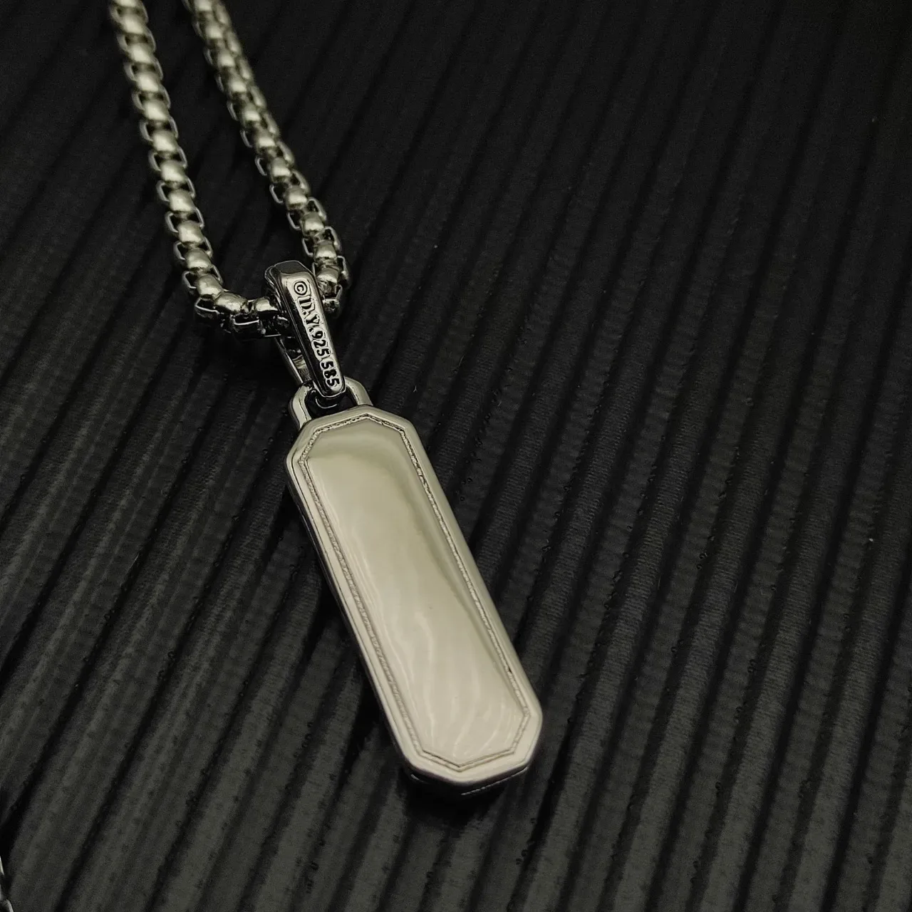 Two-Tone Engraved Honor Pendant Necklace 5
