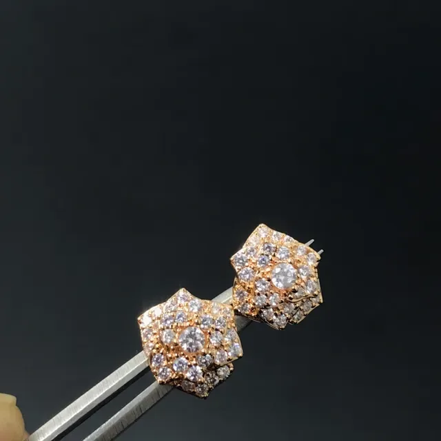 Two-Tone Floral Pave-Set Cluster Earrings 3