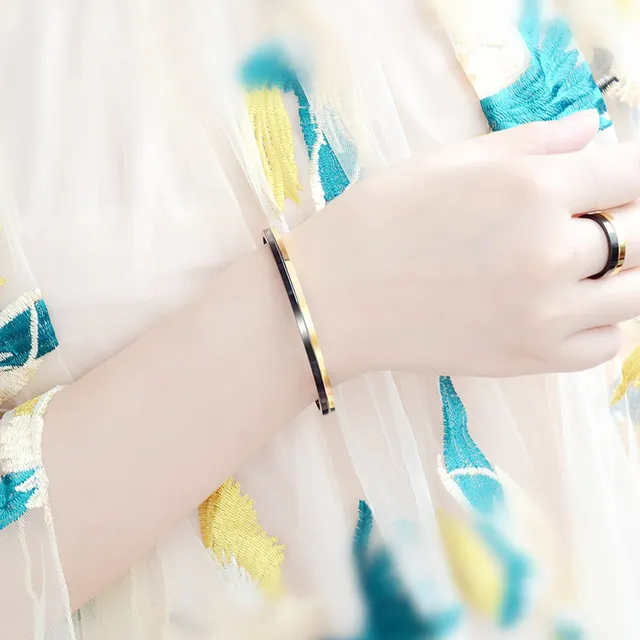Two-Tone Gold and Black Minimalist Cuff Bracelet 3