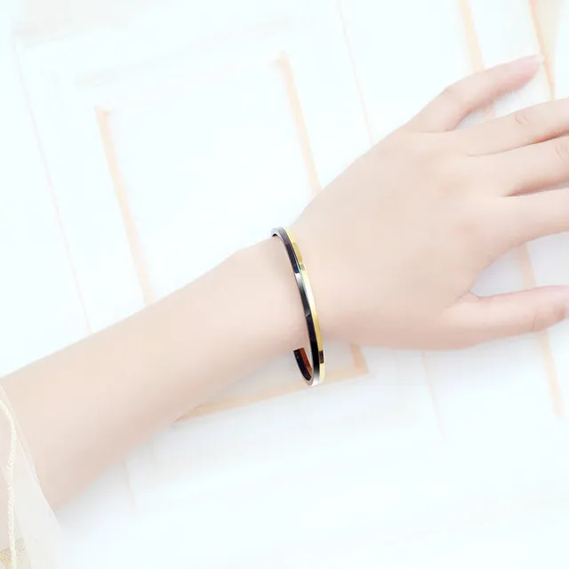 Two-Tone Gold and Black Minimalist Cuff Bracelet 4