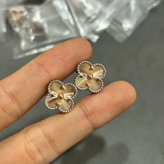 Two-Tone Gold and Silver Flower Stud Earrings