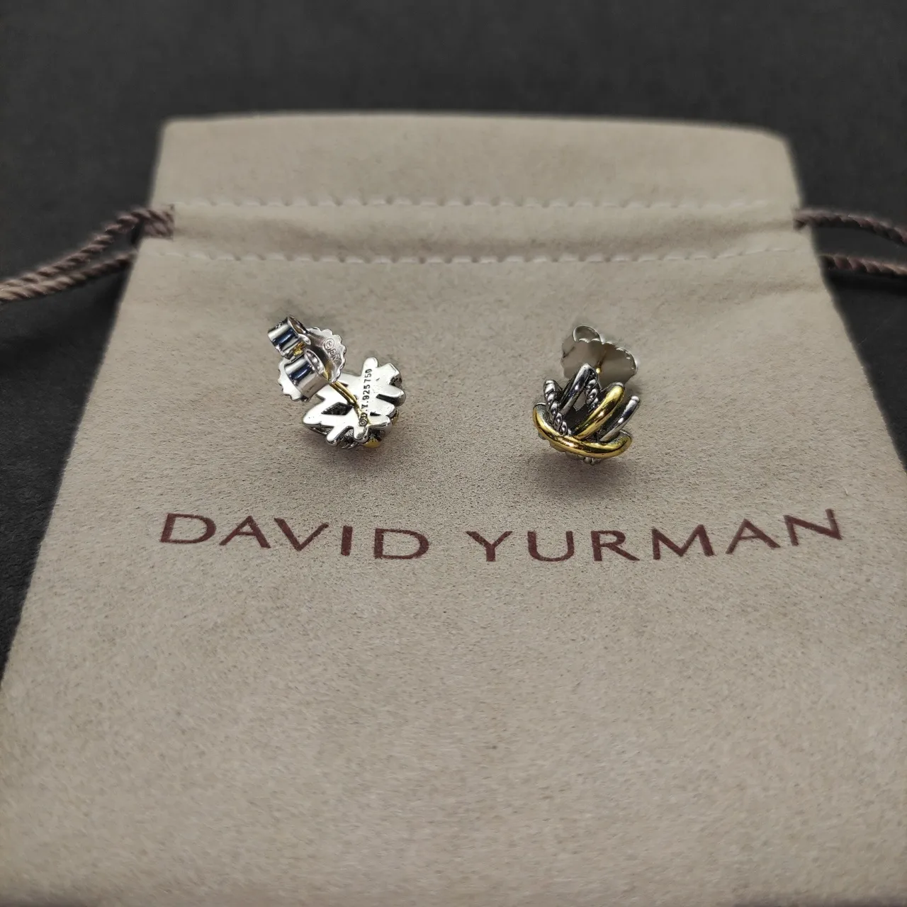 Two-Tone Interwoven Knot Stud Earrings 4