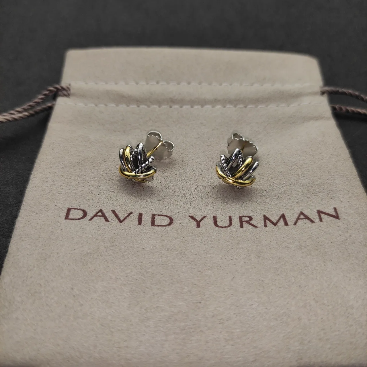 Two-Tone Interwoven Knot Stud Earrings 5