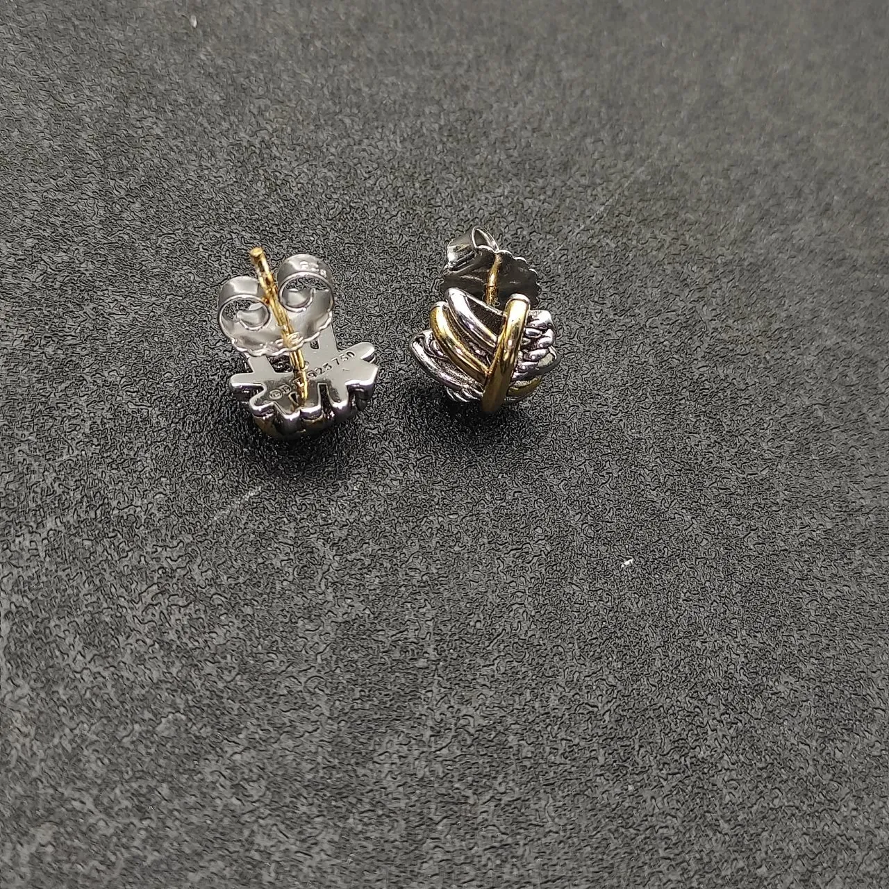 Two-Tone Interwoven Knot Stud Earrings 8