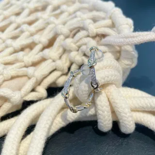 Two-Tone Knot-Link Pavé Hoop Earrings