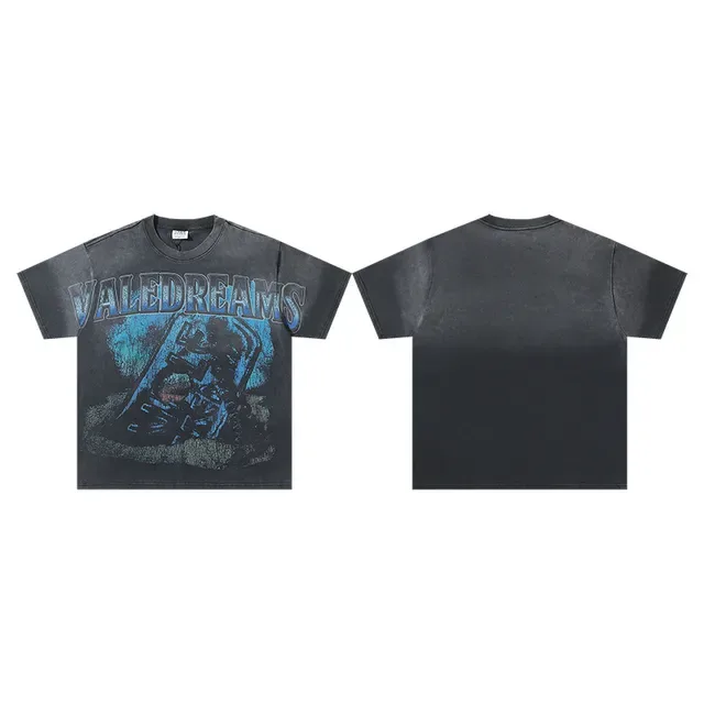 Valedreams Washed Black Distressed Graphic Print T-Shirt 2