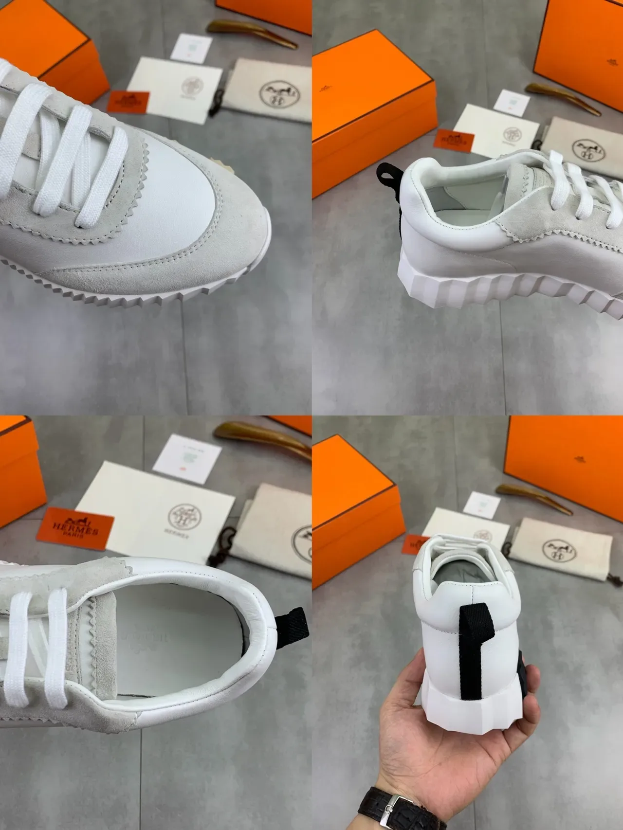 White and Gray Two-Tone Suede-L leather Low-Top Lifestyle Sneakers 2
