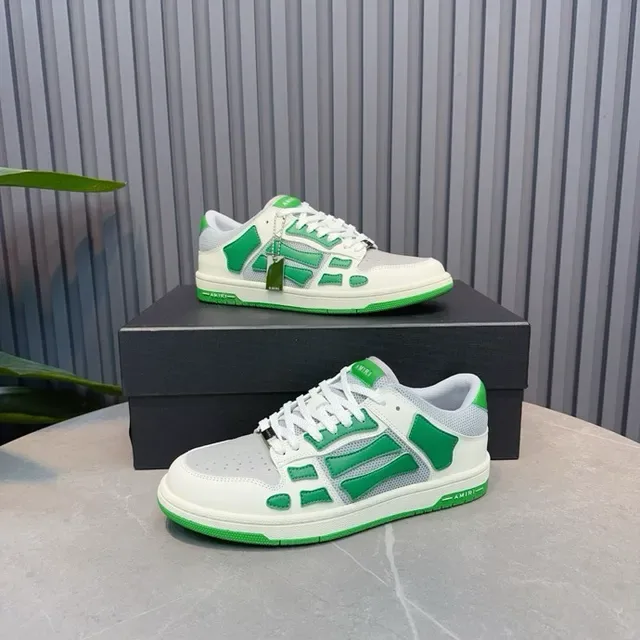White and Green Cage-Overlay Lifestyle Sneakers 3