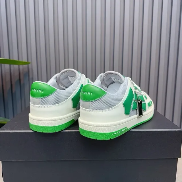 White and Green Cage-Overlay Lifestyle Sneakers 7