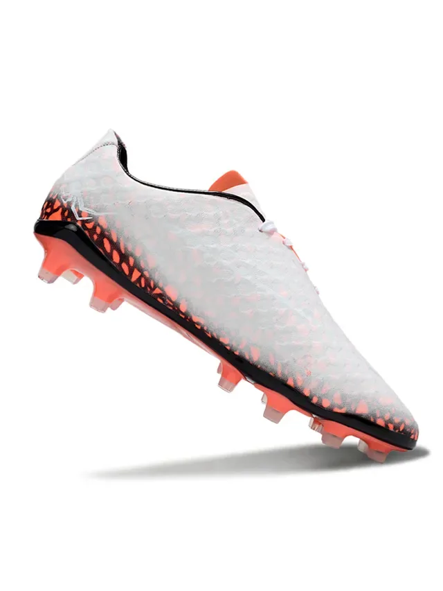 White and Orange Speckled Firm-Ground Soccer Shoes 3