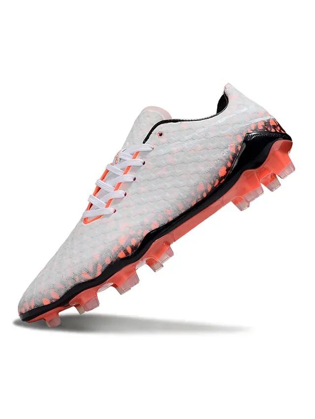 White and Orange Speckled Firm-Ground Soccer Shoes 4