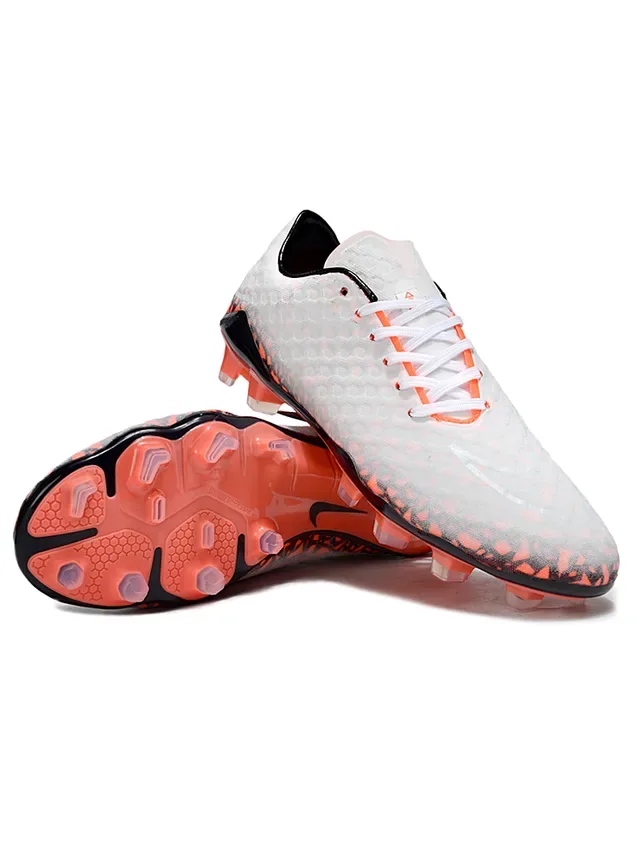 White and Orange Speckled Firm-Ground Soccer Shoes 5