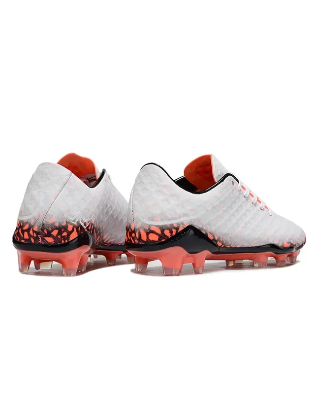 White and Orange Speckled Firm-Ground Soccer Shoes 6