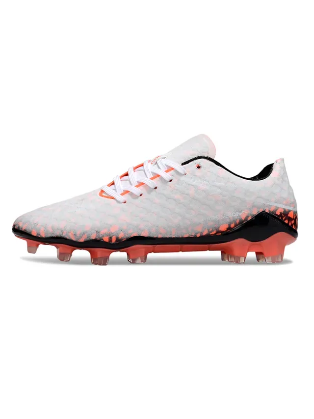 White and Orange Speckled Firm-Ground Soccer Shoes 8